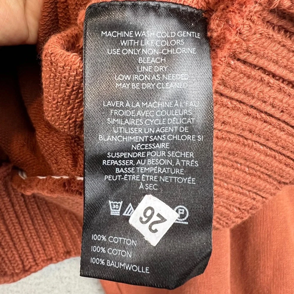 Anthropologie Womens XS Terracotta Orange Puff Sleeve Cropped Sweatshirt Cotton